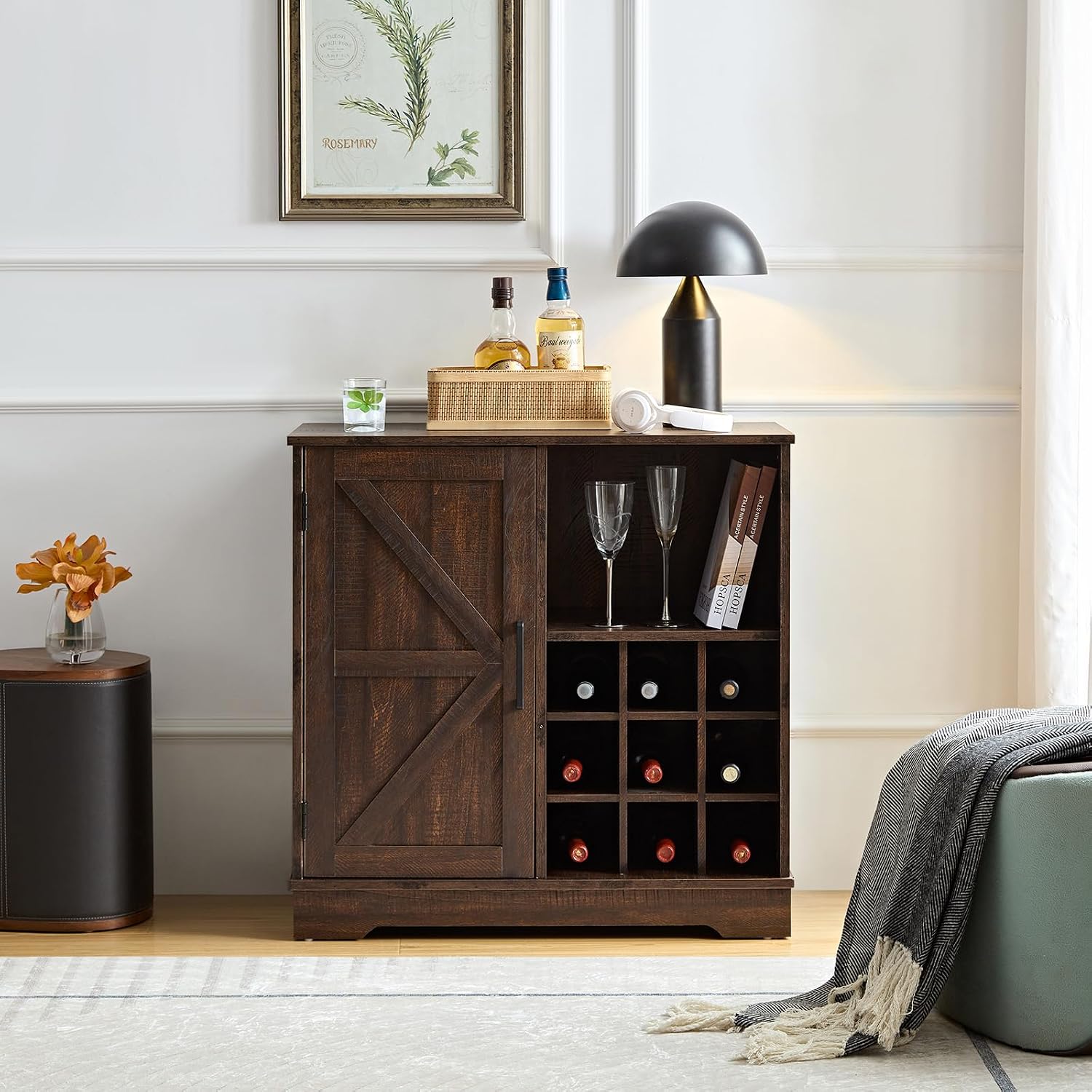 Farmhouse Bar Cabinet Wine Rac - огляд і ціна Home Bar Shelf