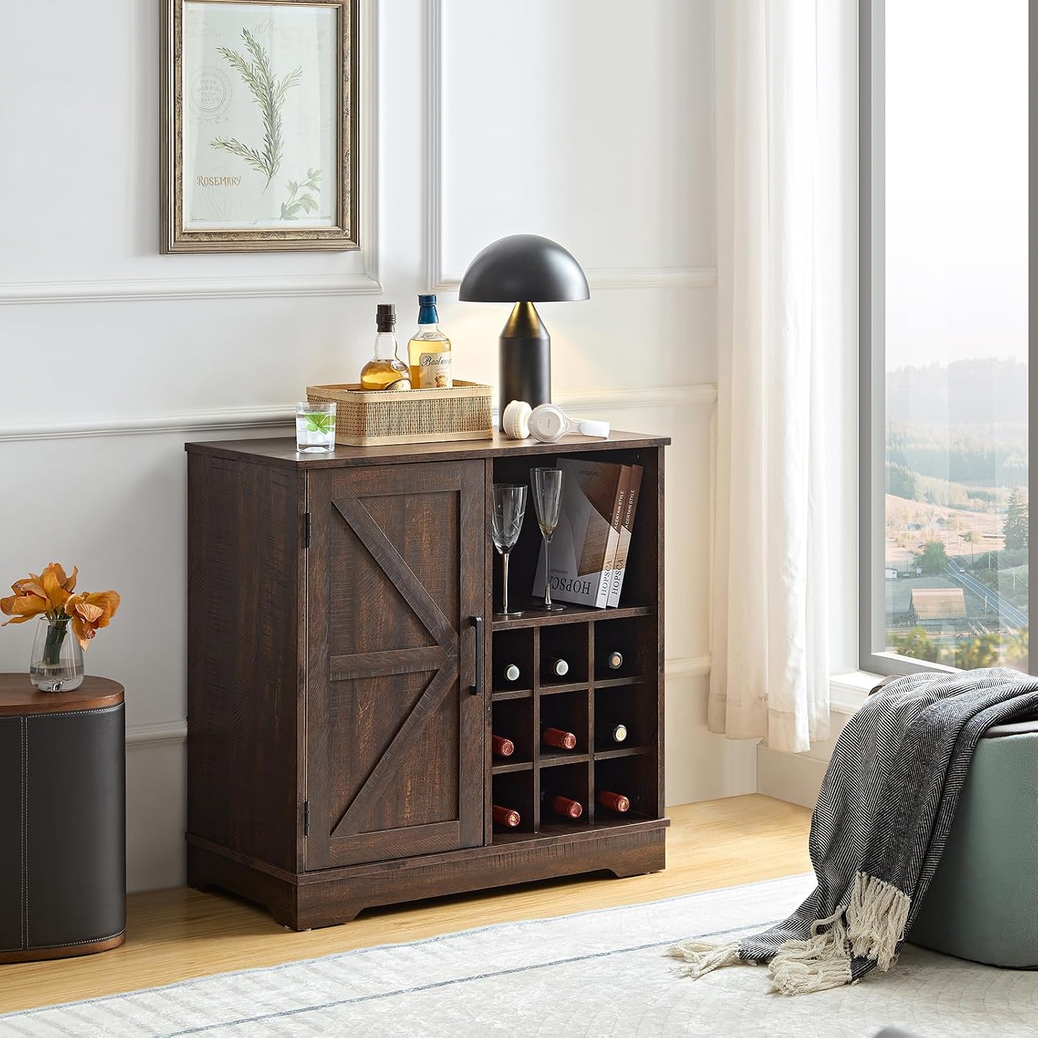 Farmhouse Bar Cabinet Wine Rac - огляд і ціна Home Bar Shelf