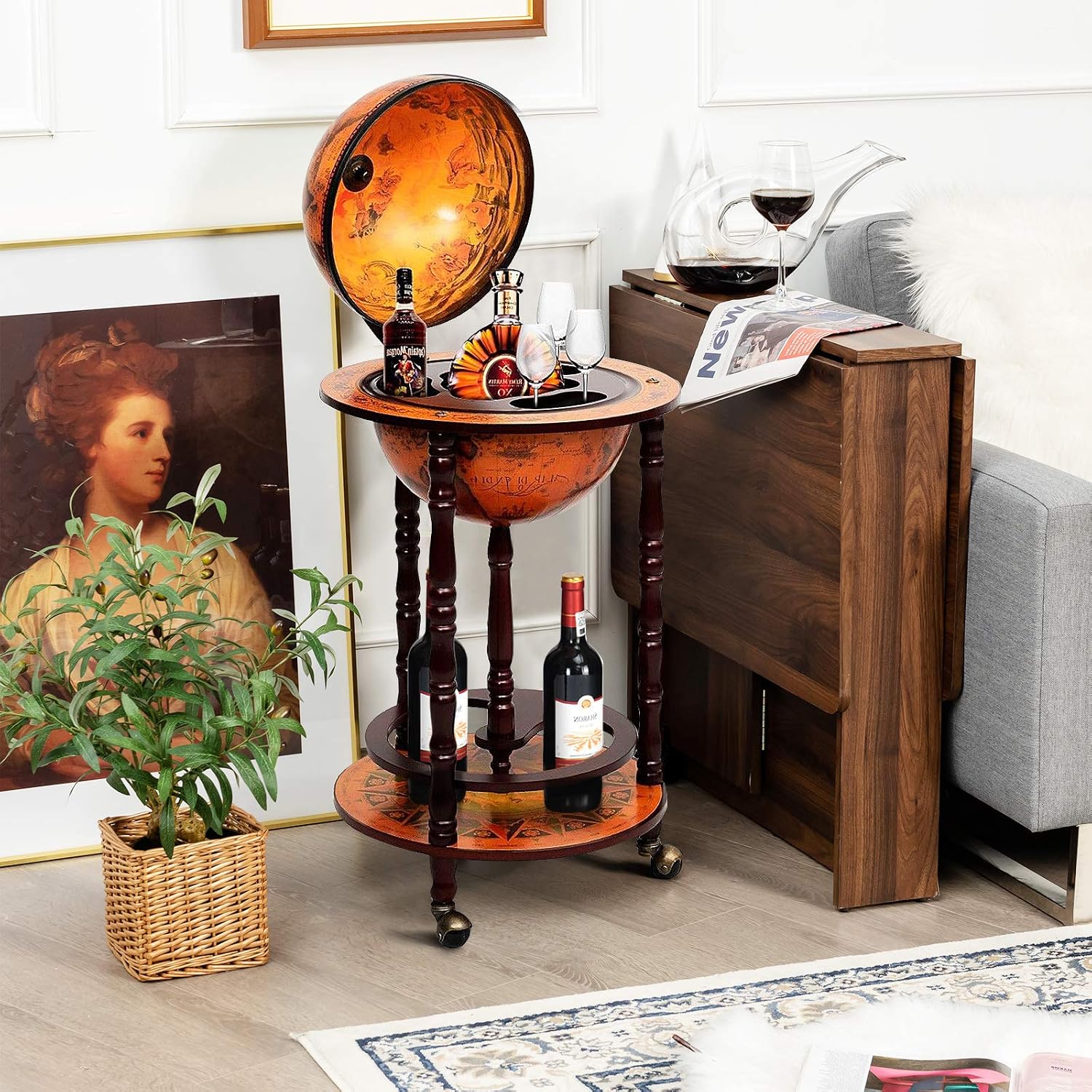 Globe Bar Cart Liquor Bar Cabi - огляд і ціна Home Bar Shelf