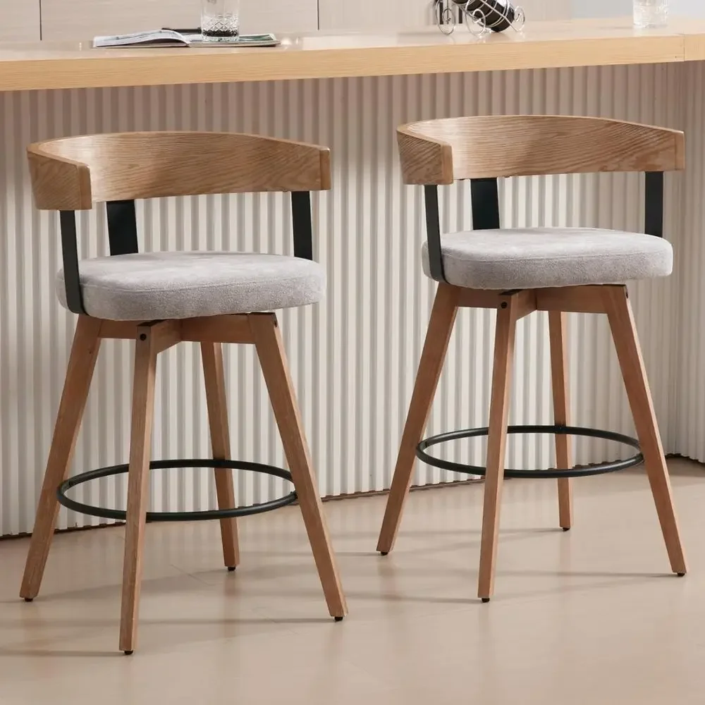 Set of 2, 26 Grey Linen-Uphols - огляд і ціна Home Bar Stools