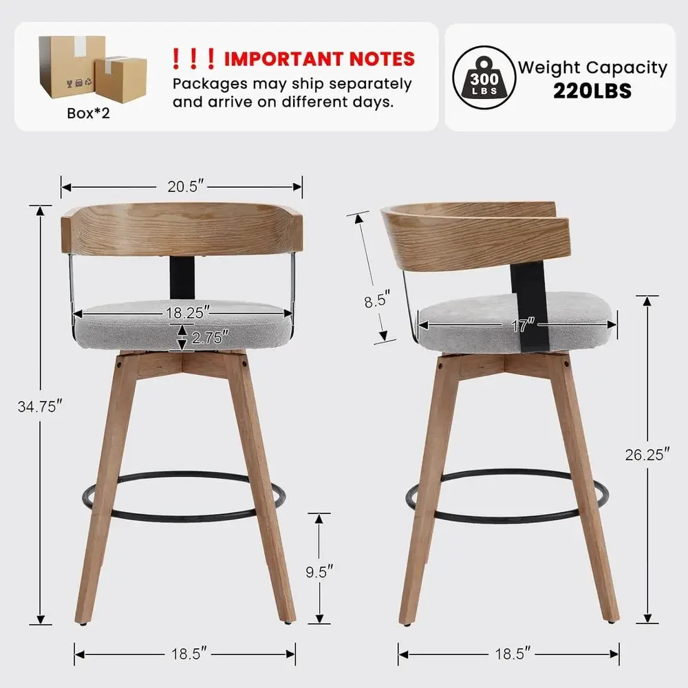 Set of 2, 26 Grey Linen-Uphols - огляд і ціна Home Bar Stools