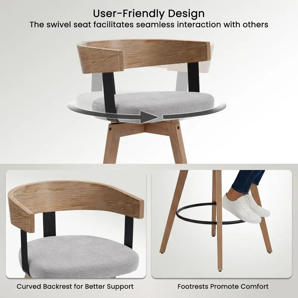 Set of 2, 26 Grey Linen-Uphols - огляд і ціна Home Bar Stools