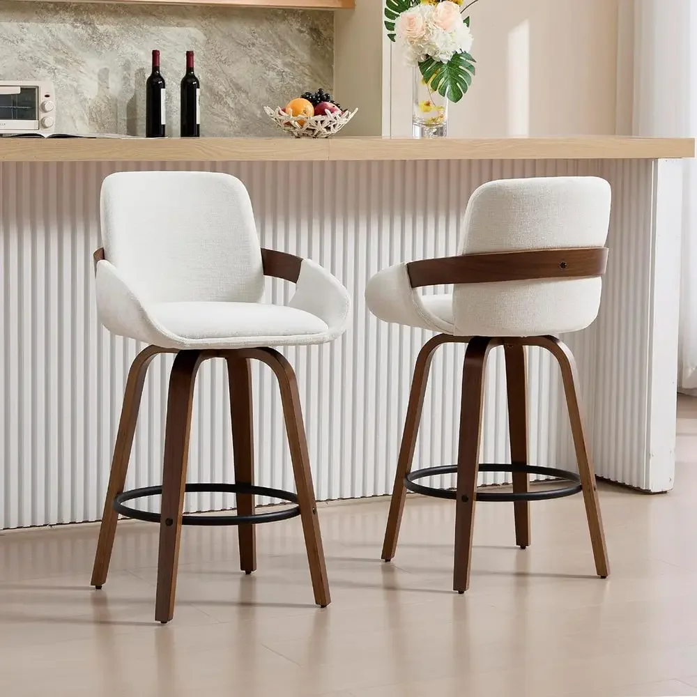 Beige Fabric Swivel Bar Stools - огляд і ціна Home Bar Stools