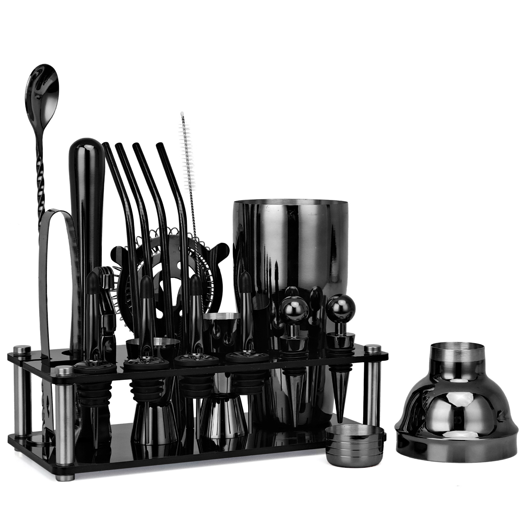 20pcs Black/Rose Gold/Silver 8 - огляд і ціна Boston Shaker Set