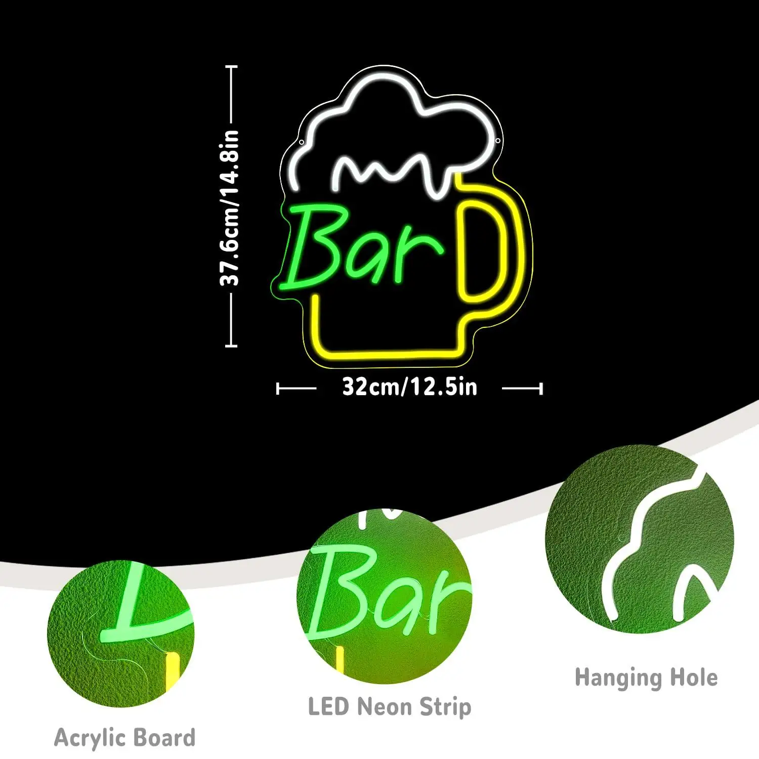 Beer Bar Neon Sign USB Dimmabl - огляд і ціна Home Bar Signs