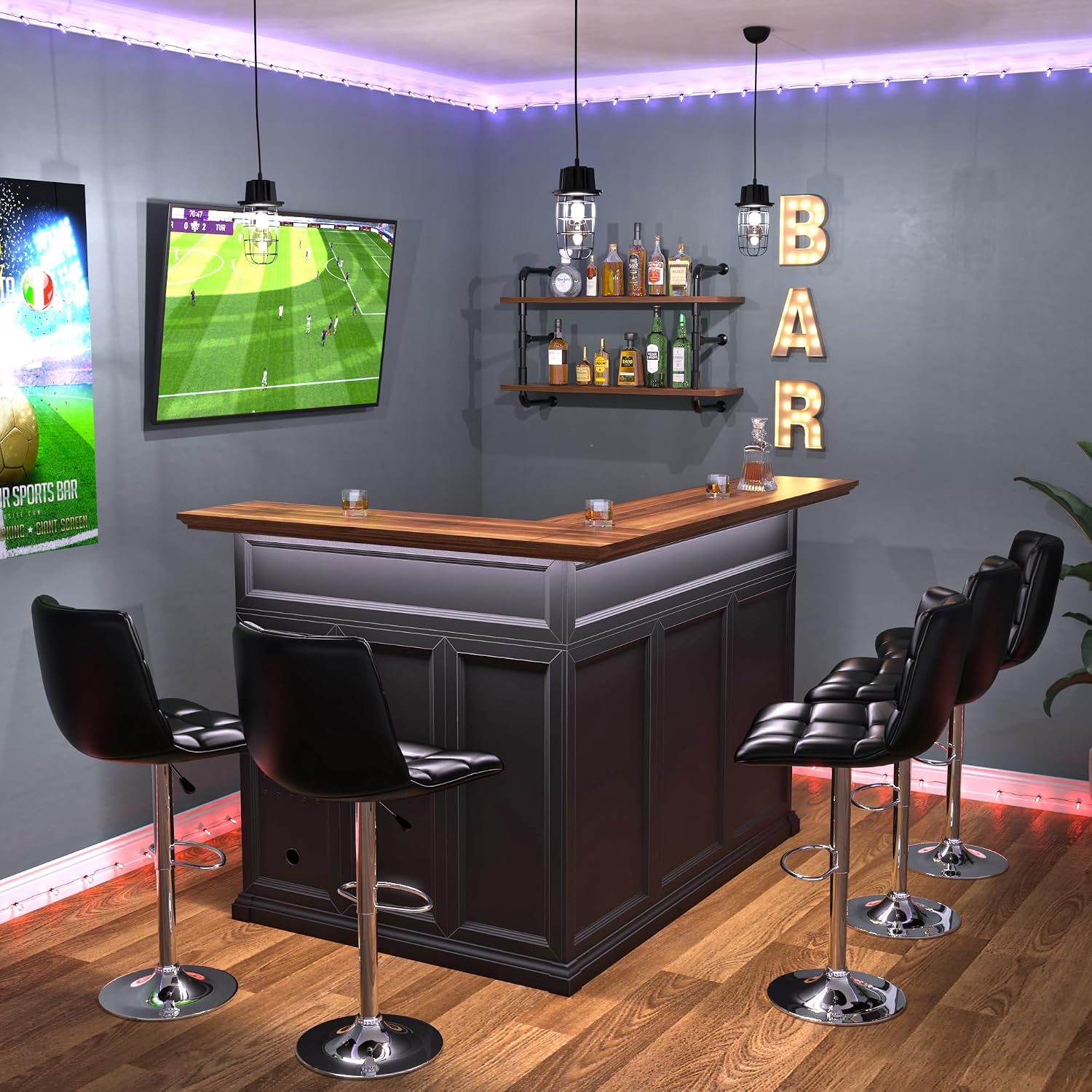 L-Shaped Home Bar Cabinet with - огляд і ціна Home Bar And Fridge