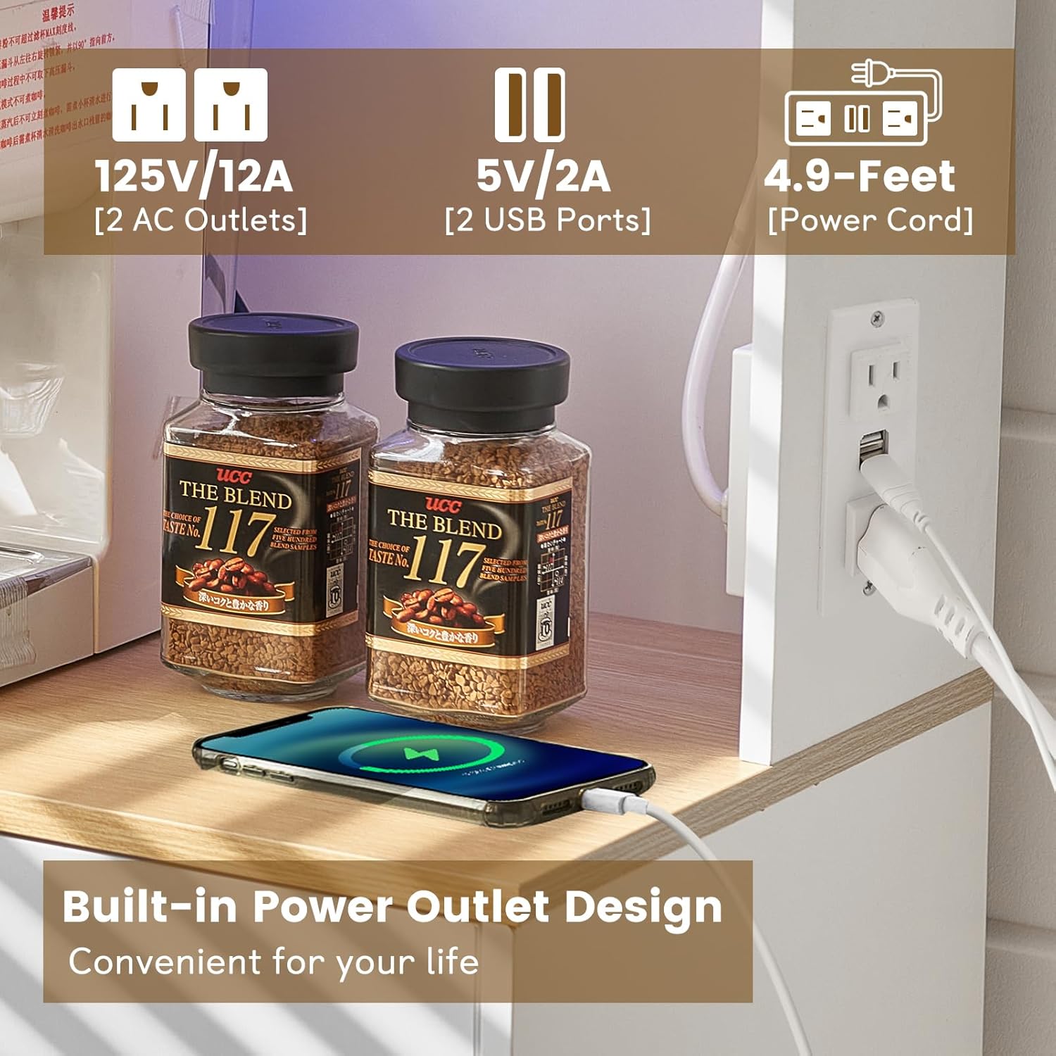 Wine Bar Cabinet with Power Ou - огляд і ціна Home Bar Shelf