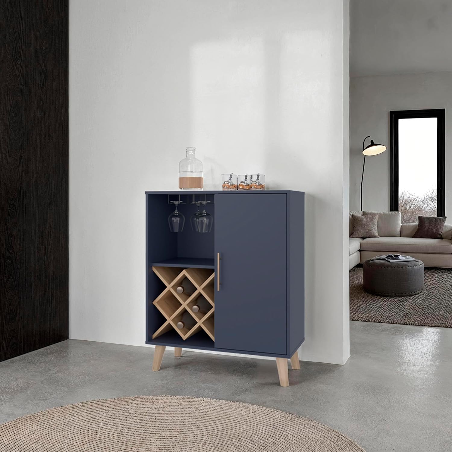 Oak Blue Bar Cabinet 4 Shelves - огляд і ціна Home Bar Shelf
