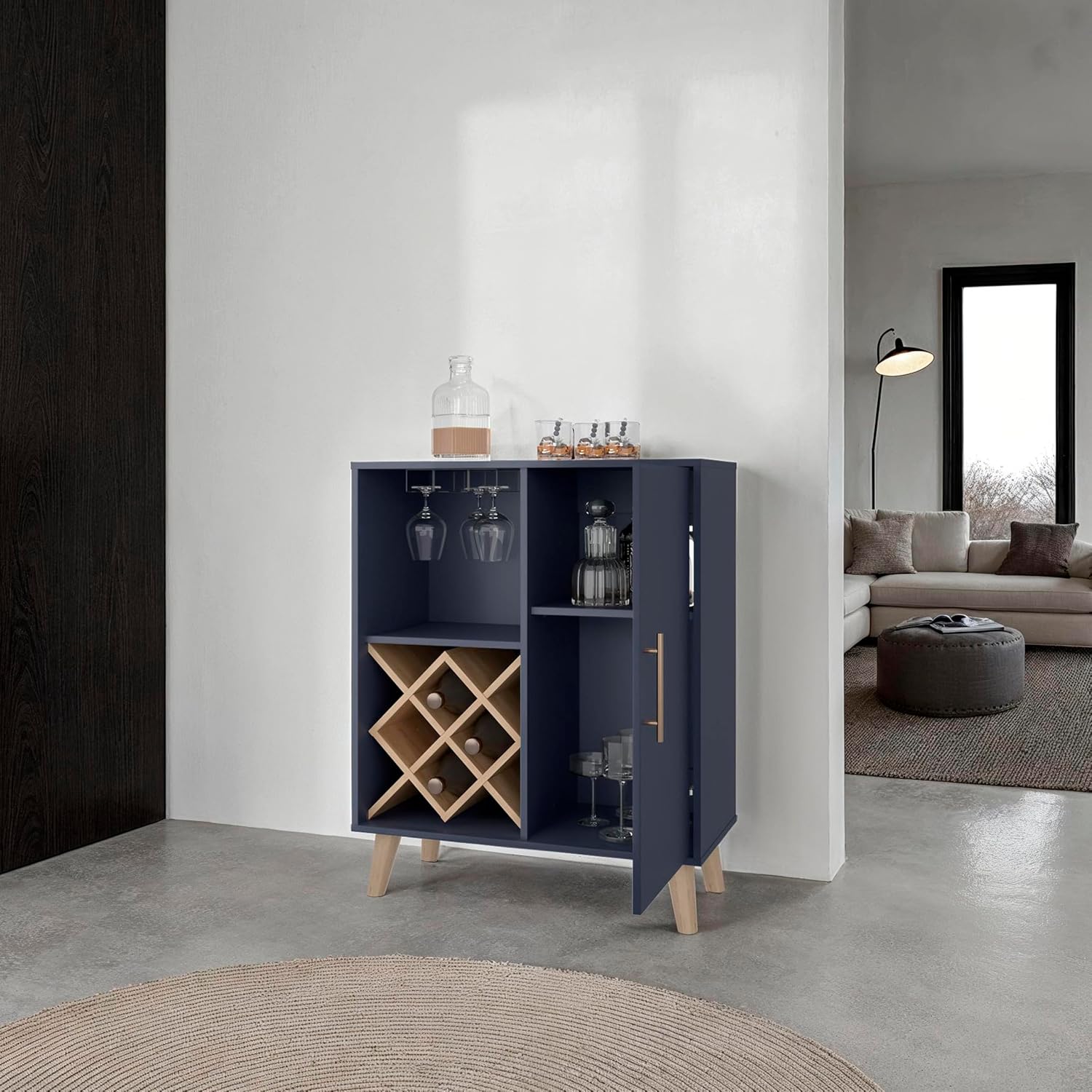 Oak Blue Bar Cabinet 4 Shelves - огляд і ціна Home Bar Shelf